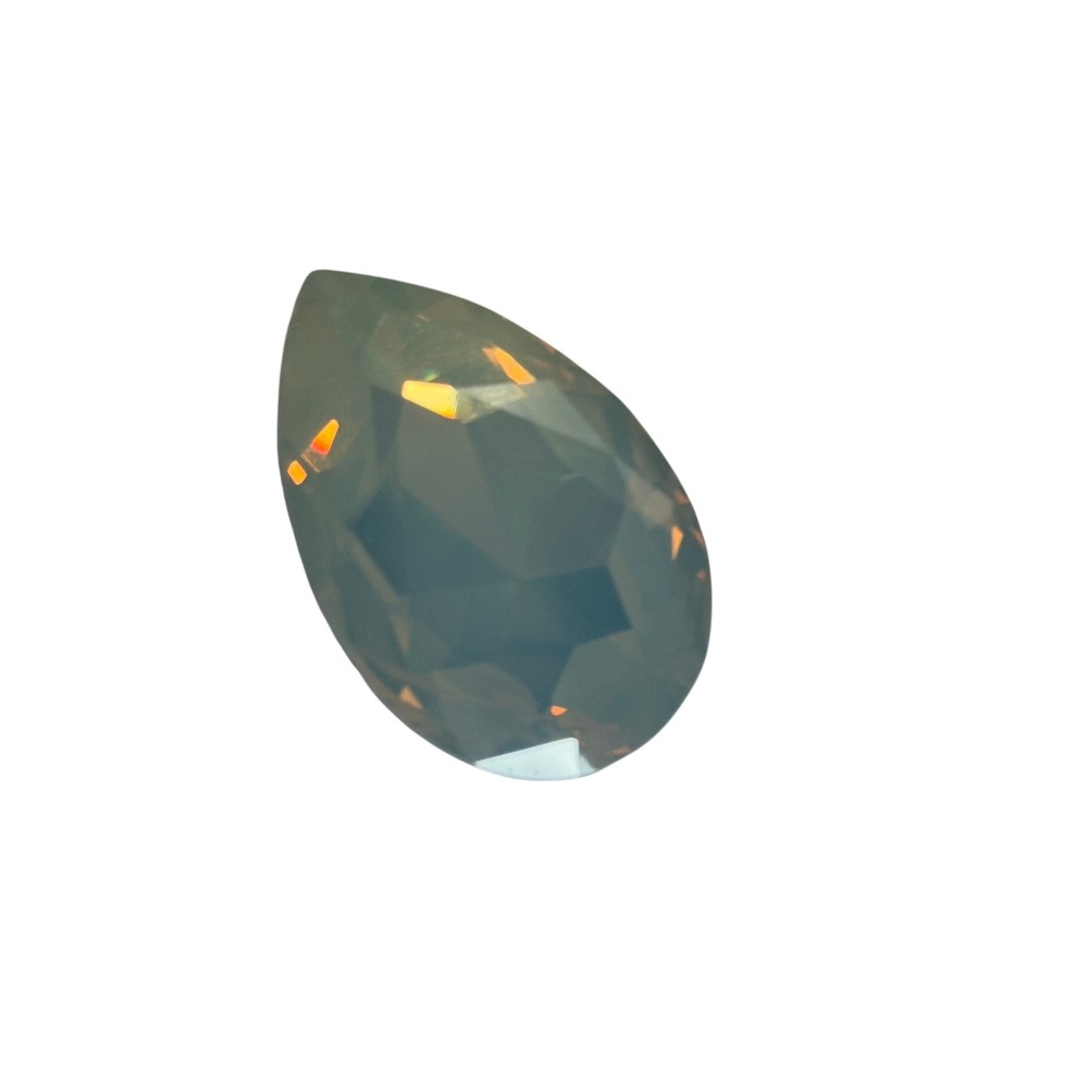 Austrian Glass Pear Cut Loose Crystal Stone 1.1875" White Opaline Iridescent